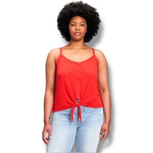 GAP Vibrant Red Button Down Spaghetti Strap Women's Camisole with Front Tie